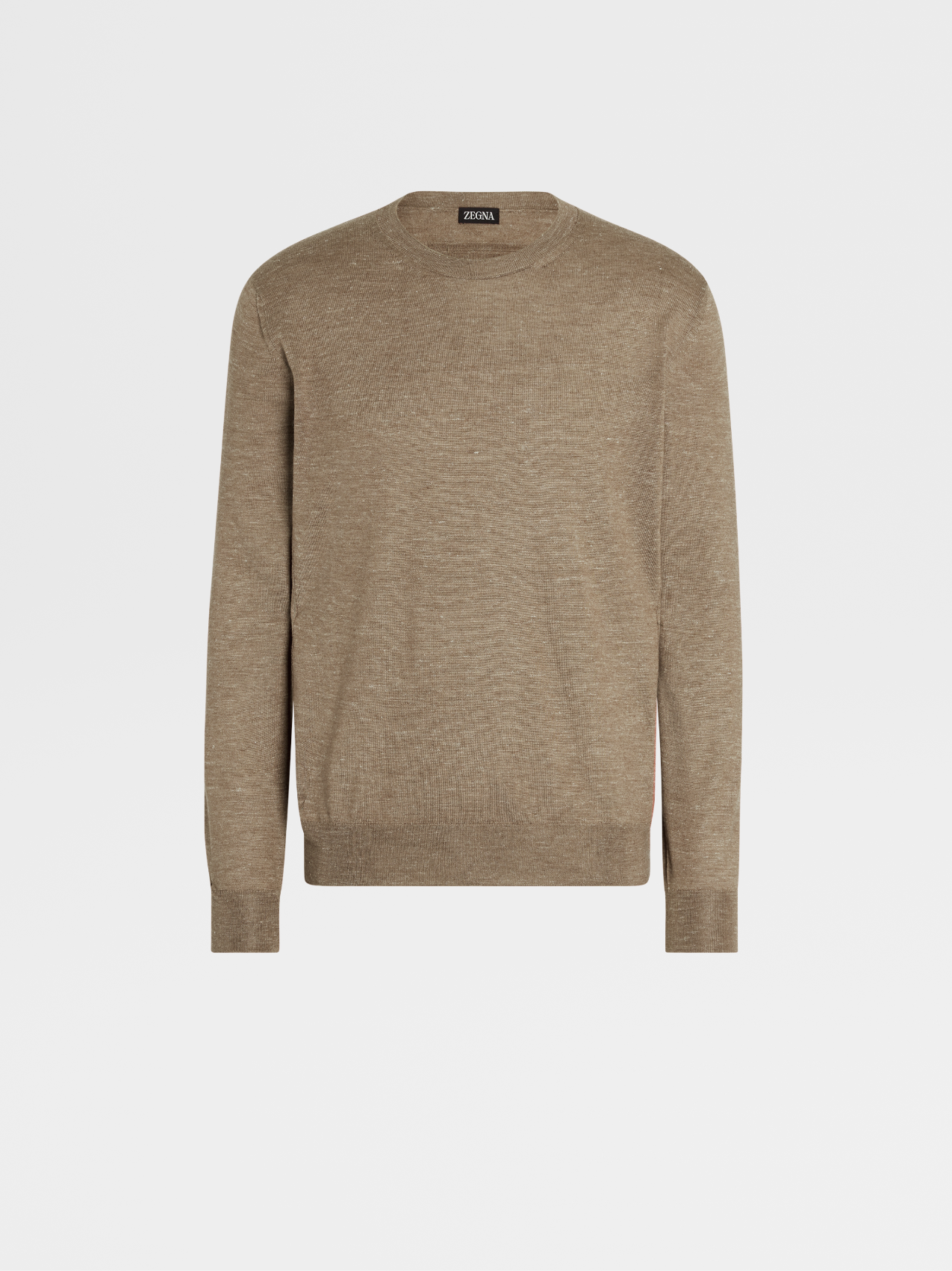 Camel Silk Cashmere and Linen Knit Crewneck